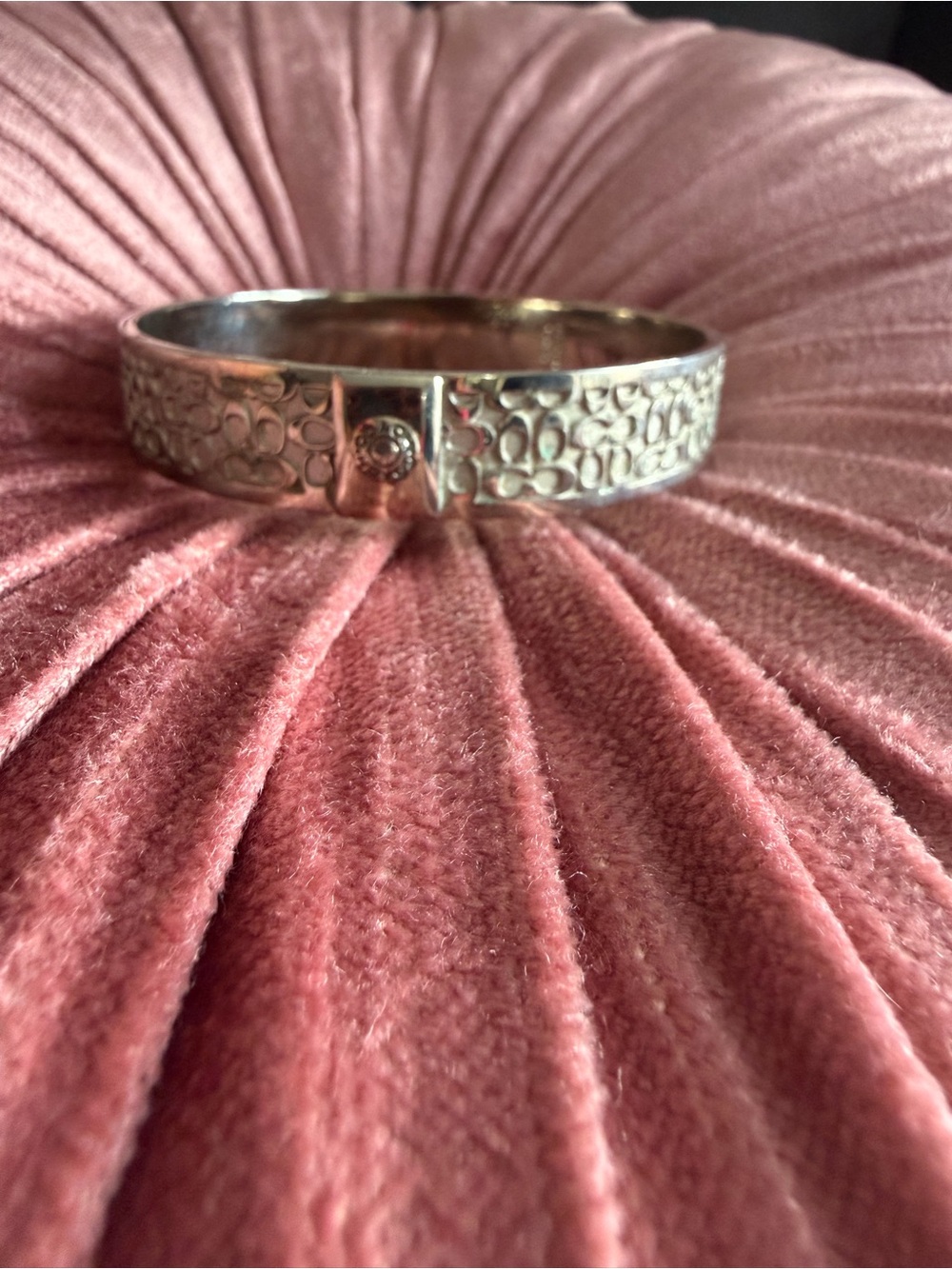 Coach Silver-Tone Engraved Bangle Bracelet - Women's Jewelry